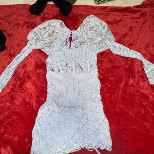 For Love And Lemons Silver Lace Dress